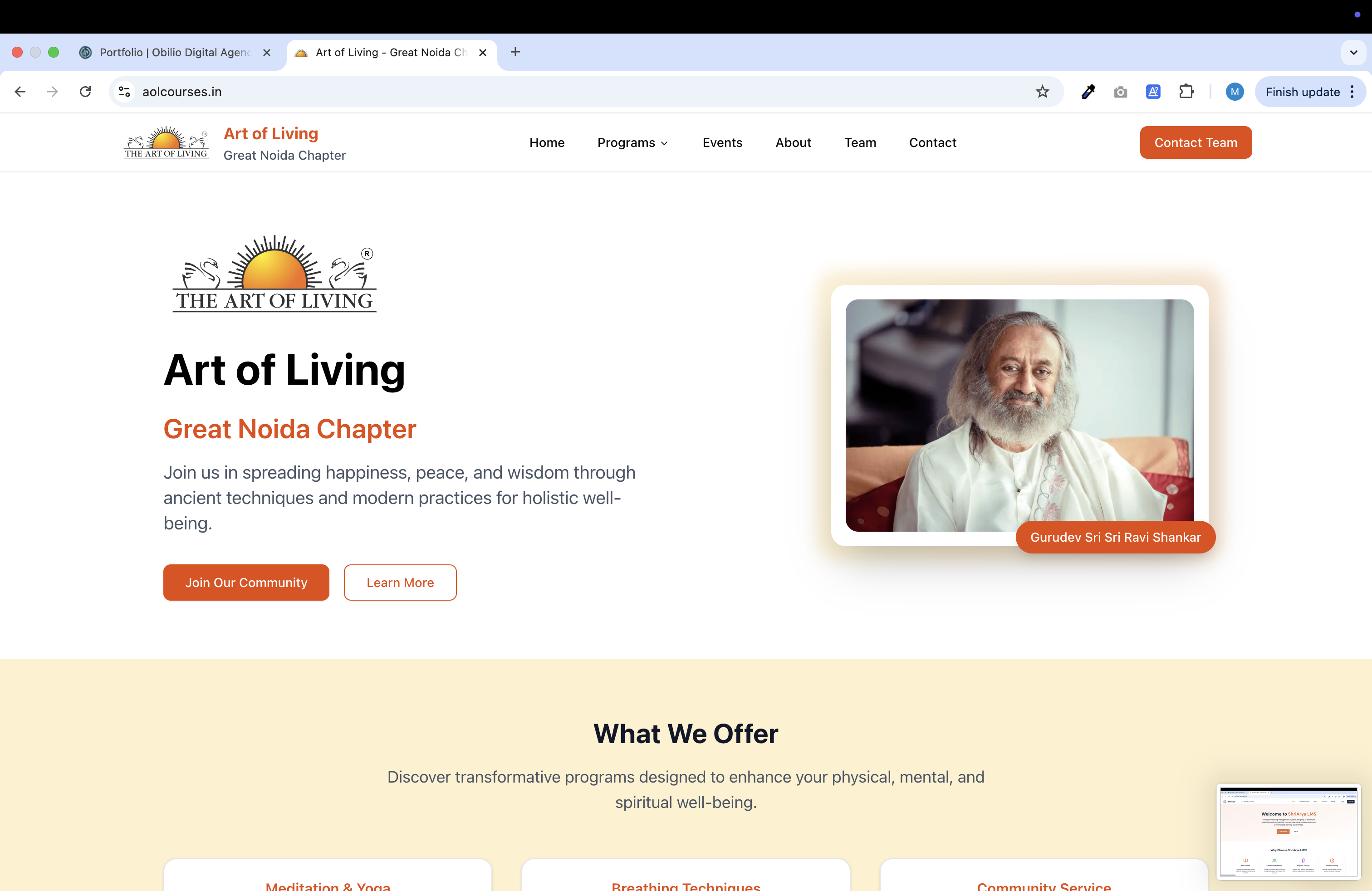 Art of Living Courses - Spiritual Organization